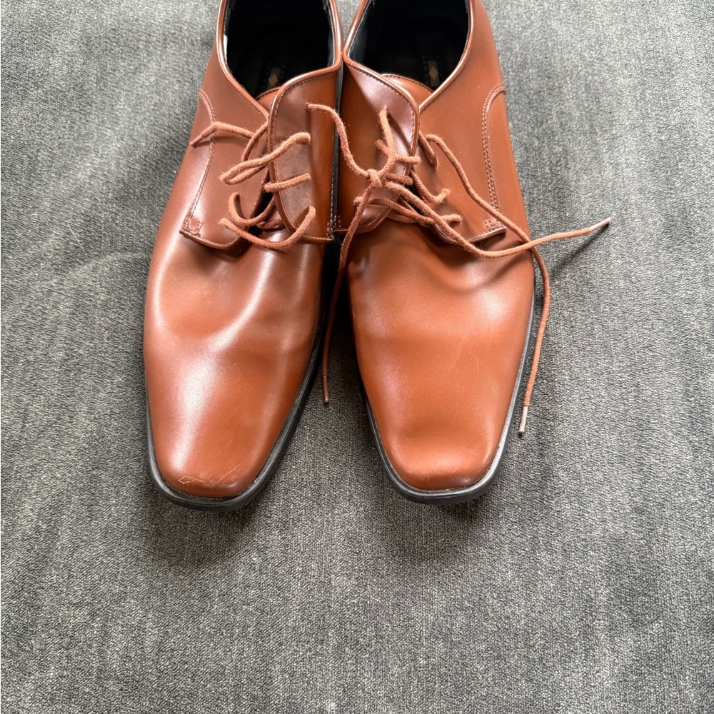 Joseph Abboud Cognac Brown Leather Derby Shoes